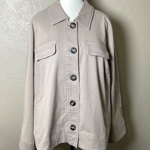 J. Jill Khaki Button‑Up Jacket, Size XL, NWT,‎ Cotton/Lyocell/Spandex Blend